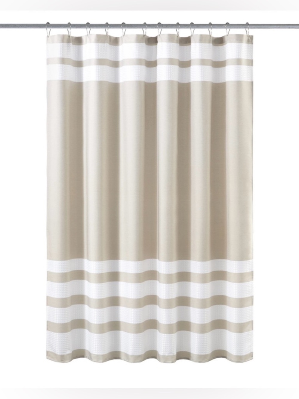 Sonoma Goods For Life Spa Shower Curtain-Beige and White Striped,70x72